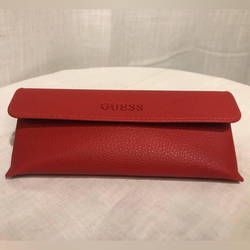 GUESS Red Pebbled Leather Sunglass Case